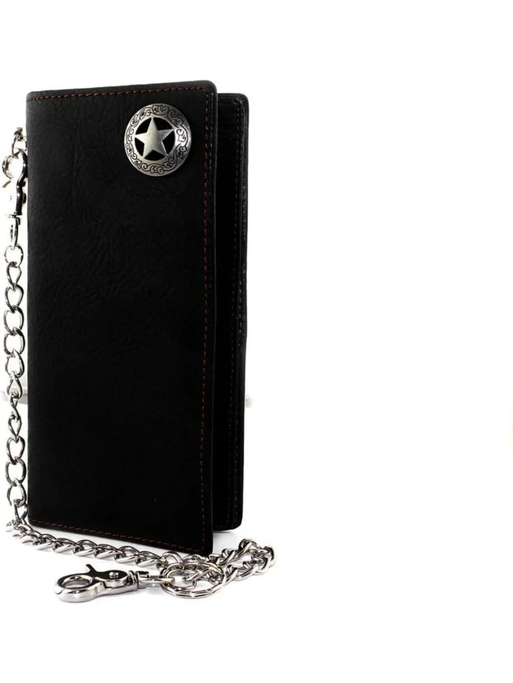 Biker Rock Star Concho Men's Leather Wallet with Chain - Stylish Card Holder
